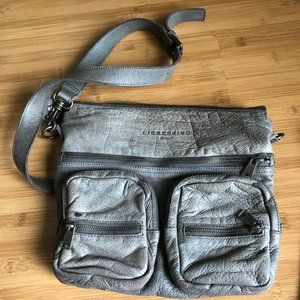 LIEBESKIND Anny Dark Gray Leather Multi Pocket Crossbody Bag
